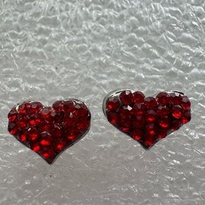 Heart-Shaped Red Crystal Earrings